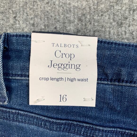 Talbots Jeans Women 16 Blue Denim Crop Length Jegging High Waist Skinny Stretch - Picture 8 of 11
